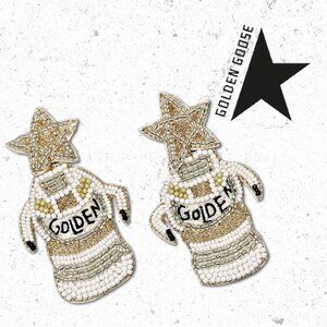 Golden Goose Sneakers Seed Beaded Earrings NEW